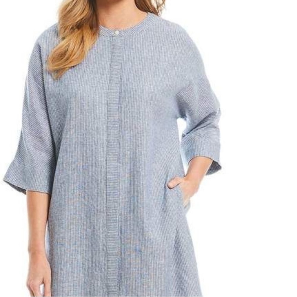 NEW WITH TAGS Pendleton Stripe Linen 3/4 Sleeve Beach Shift Dress Size Large